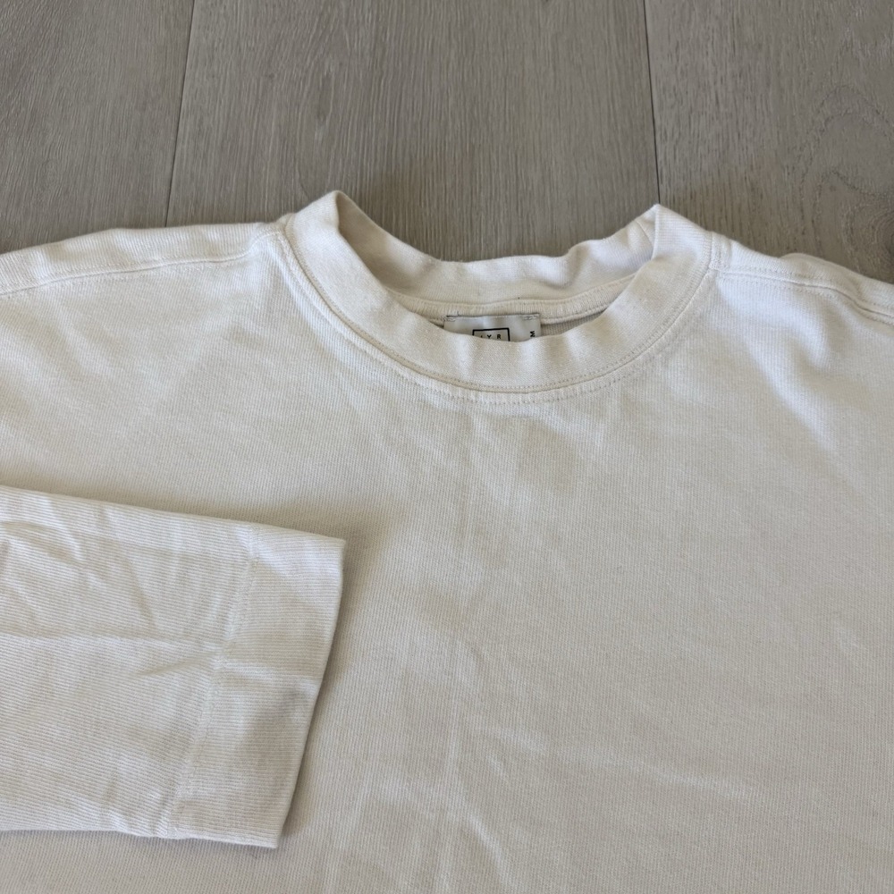 AYR Shirt Womens M Ivory Cotton Long Sleeve Crewneck Tee The Snooze Casual